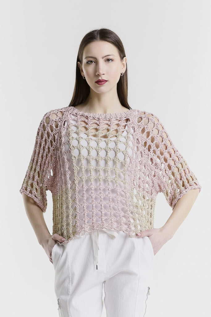 BQ906P 681 Blush Sparkle Doris Ballet Slv 2 Tone Square Knit-1