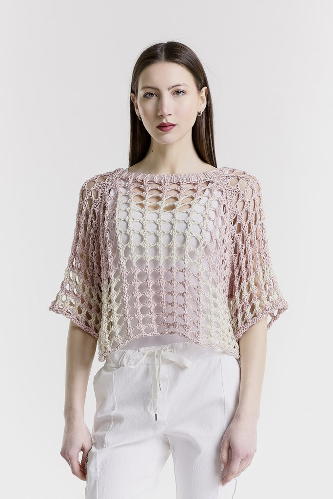 BQ906 951 Blush/Sand Doris Ballet Slv 2 Tone Square Knit Sweater-2