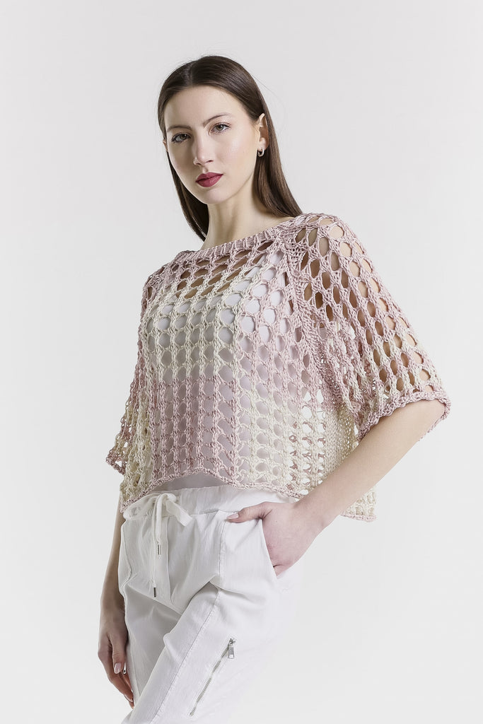 BQ906 951 Blush/Sand Doris Ballet Slv 2 Tone Square Knit Sweater-3