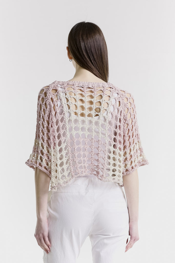 BQ906 951 Blush/Sand Doris Ballet Slv 2 Tone Square Knit Sweater-4