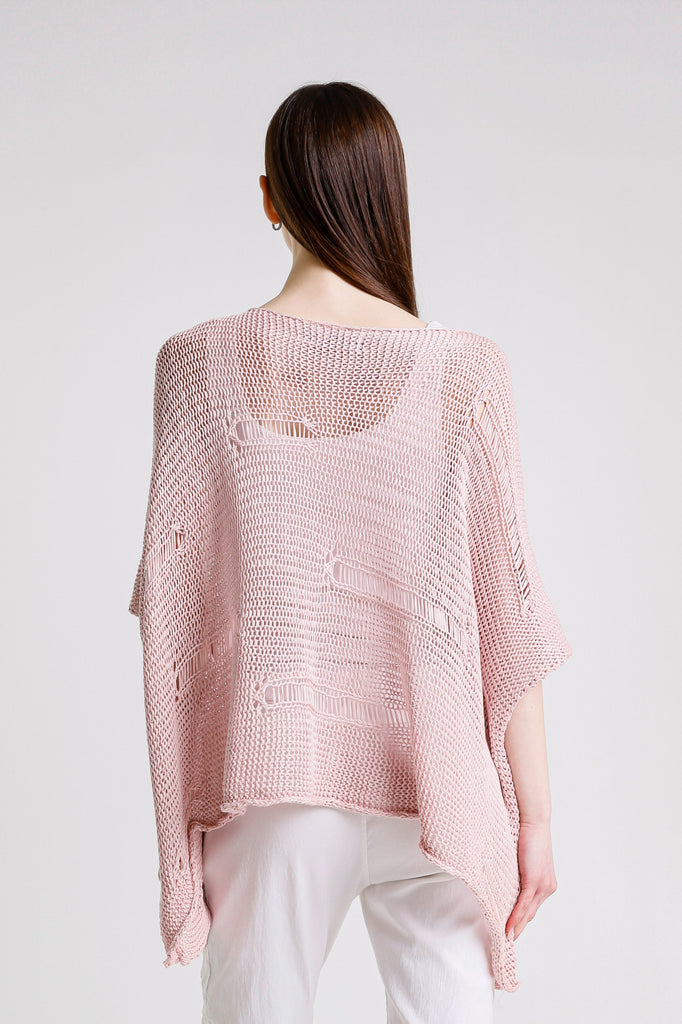 BQ909 681 Blush Jean Elbow Slv Open Bar Knit Top