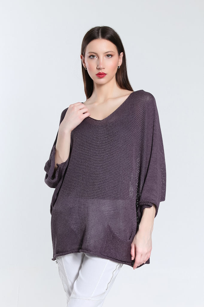 BQ915-503 Eggplant Joriel Batwing Classic Sweater