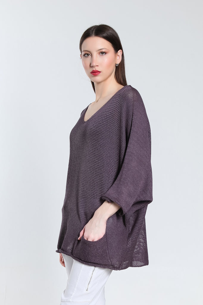 BQ915-503 Eggplant Joriel Batwing Classic Sweater