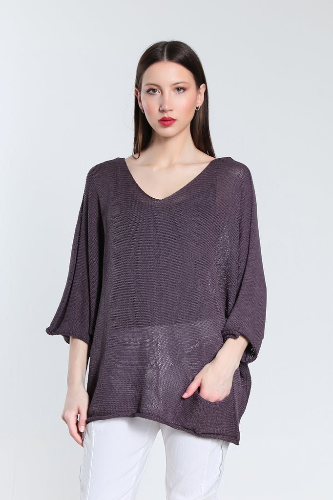 BQ915-503 Eggplant Joriel Batwing Classic Sweater