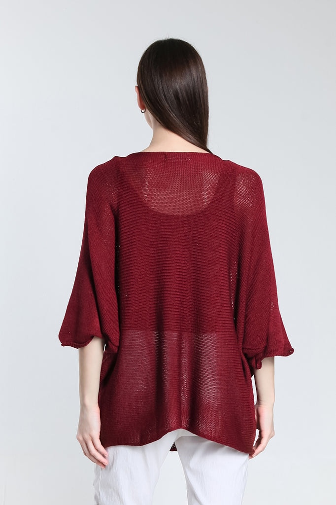 BQ915-602 Burgundy Joriel Batwing Classic Sweater