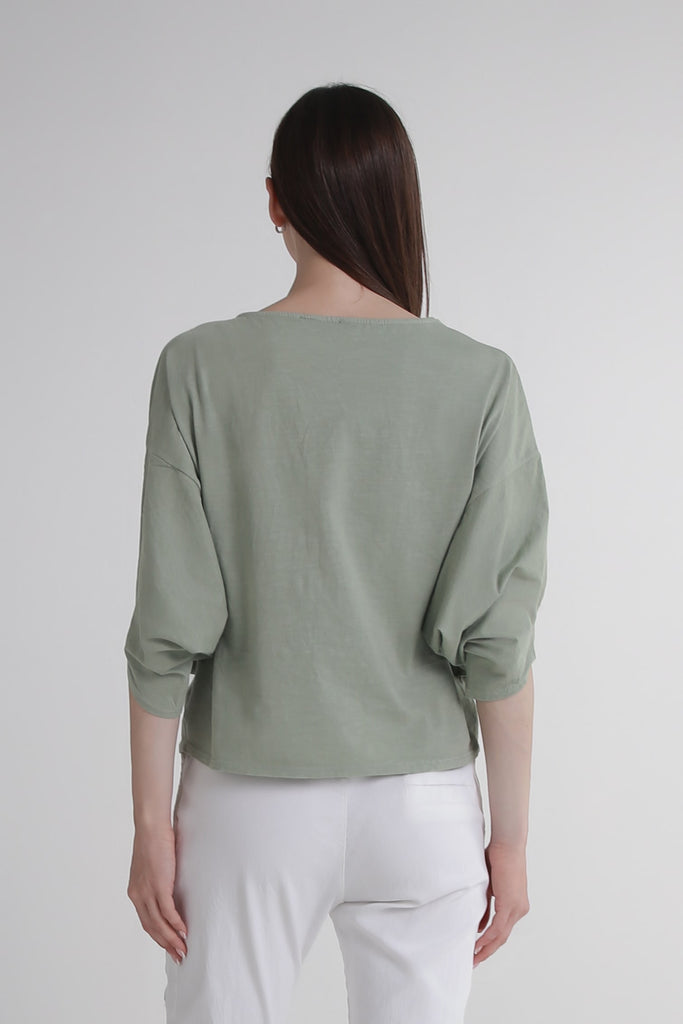 BSS171 316 Olive Omaria SS Batwing Crop Top