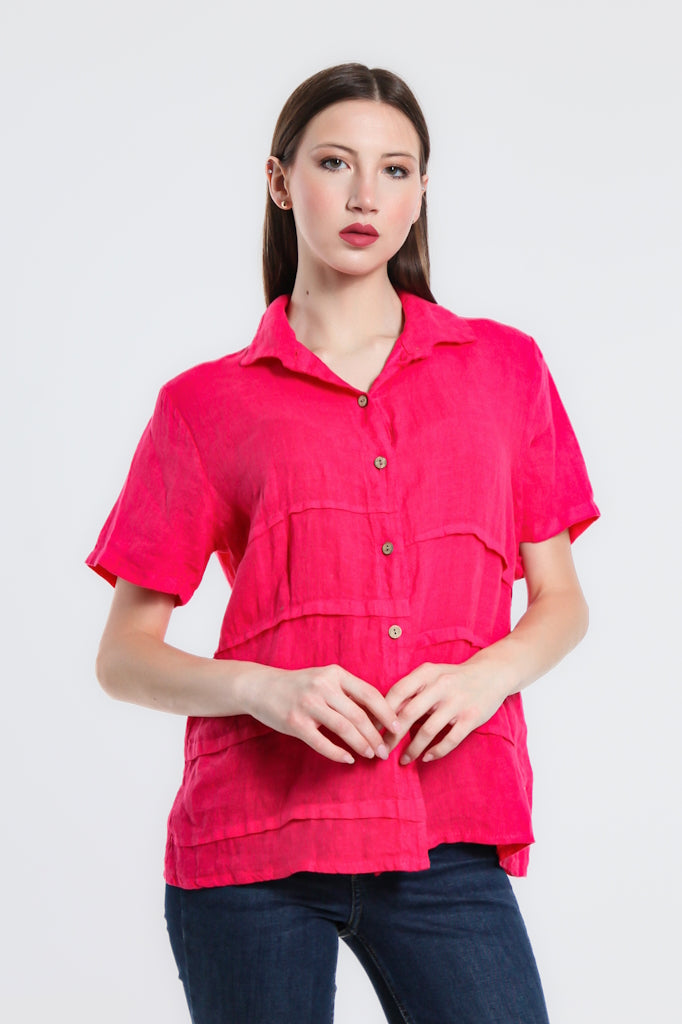 BSS186-620 Strawberry Alorah Darted Button Down Shirt