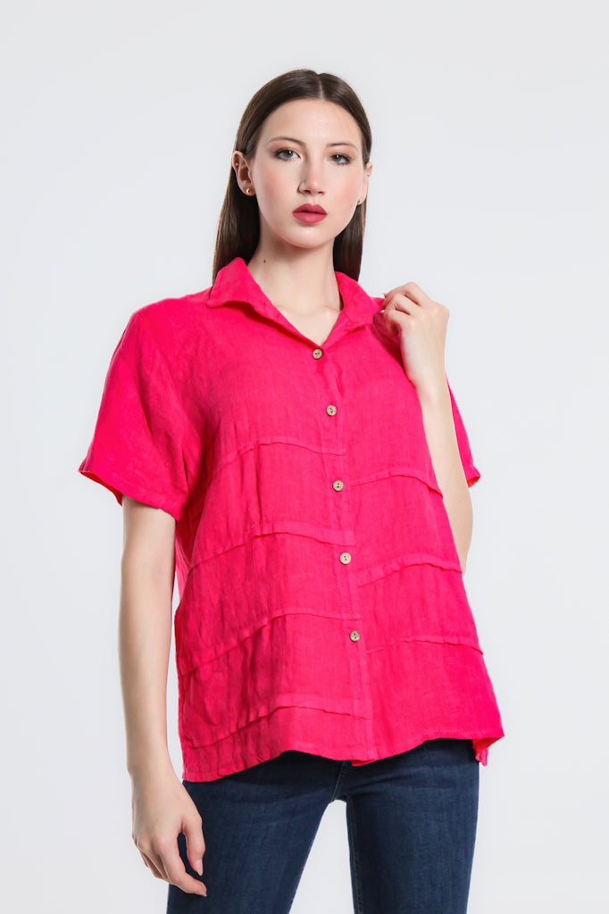 BSS186-620 Strawberry Alorah Darted Button Down Shirt