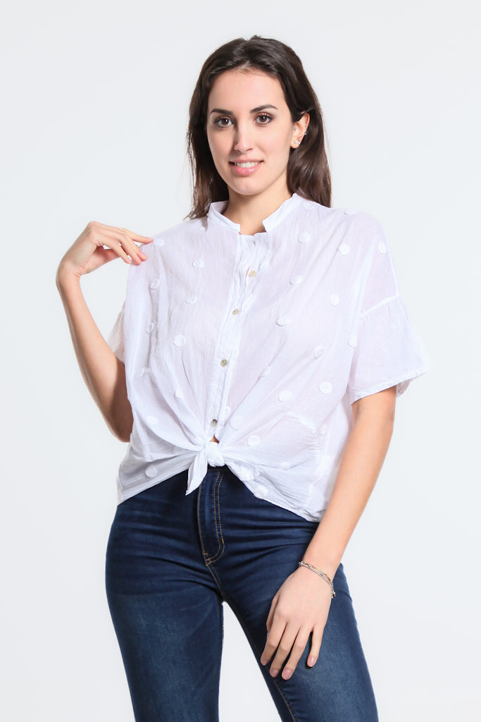 BSS190P-100 White Spot Norma SS Tie Front Top