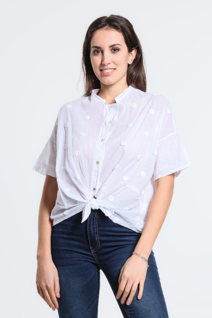 BSS190P-100 White Spot Norma SS Tie Front Top