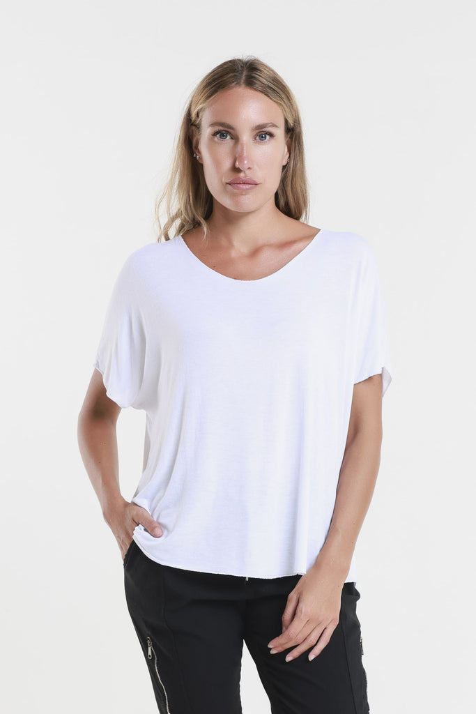 BSS224M 100 White Metallic Accent Sheila Viscose Knit SS T-Shirt-2