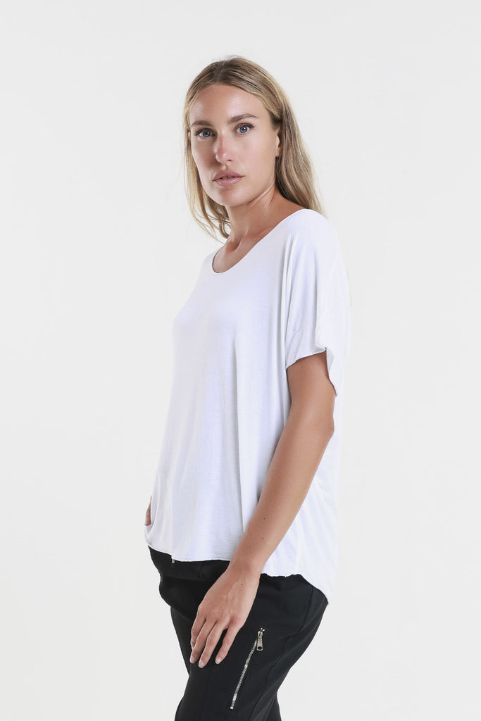 BSS224M 100 White Metallic Accent Sheila Viscose Knit SS T-Shirt-3