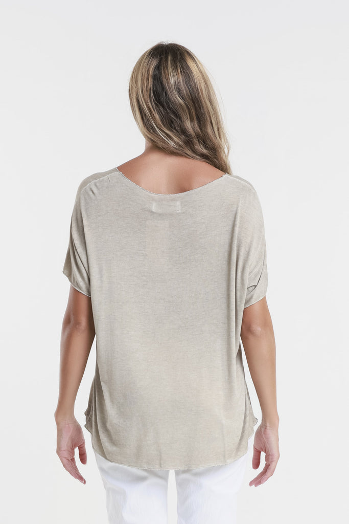 BSS224M 241 Brushed Taupe Metallic Accent Sheila Viscose Knit SS T-Shirt-4