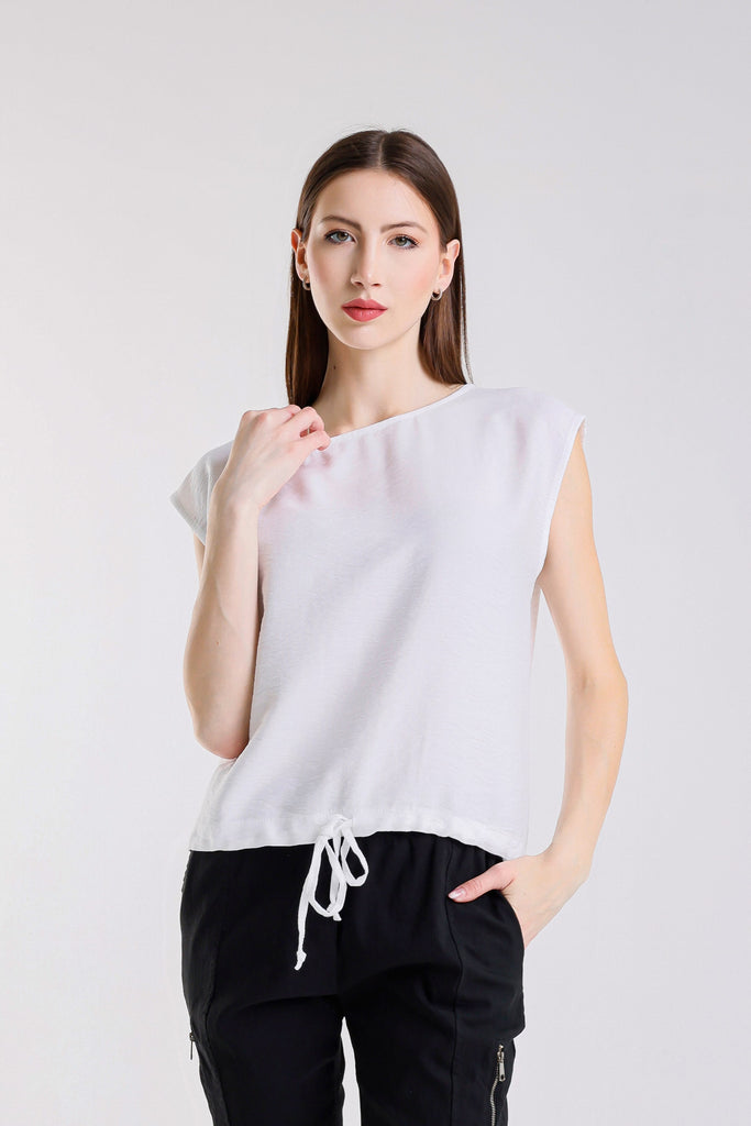BSS226 100 White Giselle SS Tie Bottom Top