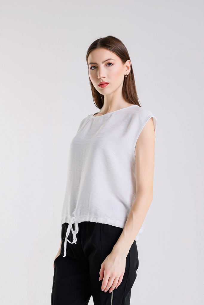 BSS226 100 White Giselle SS Tie Bottom Top