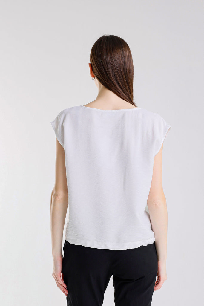 BSS226 100 White Giselle SS Tie Bottom Top