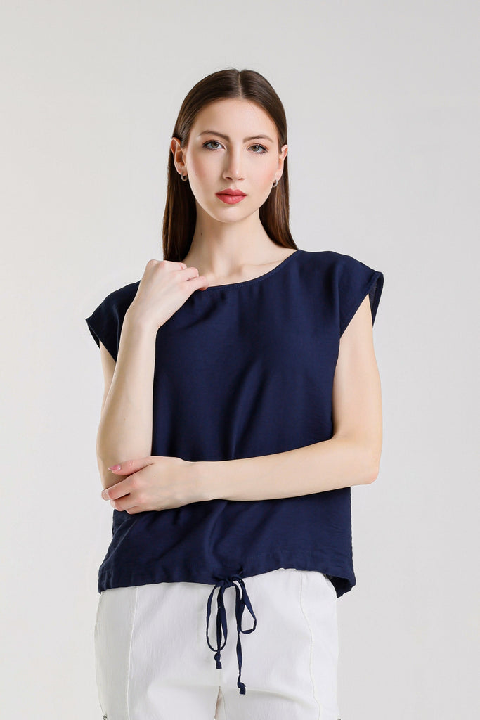BSS226 409 Navy Giselle SS Tie Bottom Top