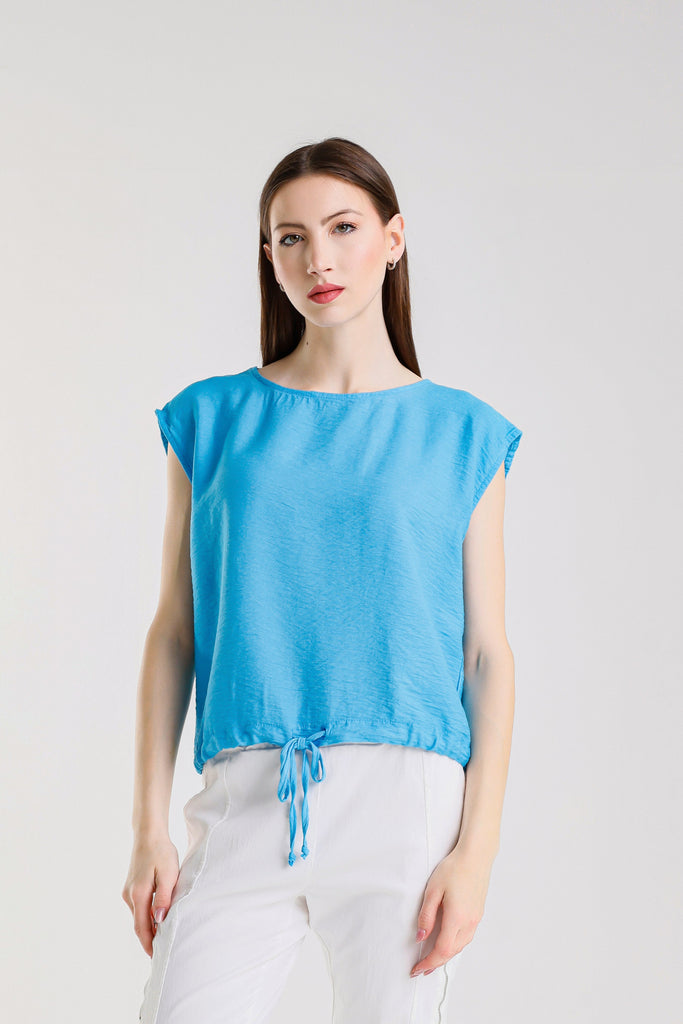 BSS226 440 Turq Giselle SS Tie Bottom Top