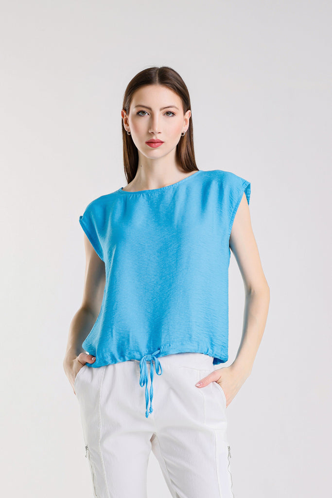 BSS226 440 Turq Giselle SS Tie Bottom Top