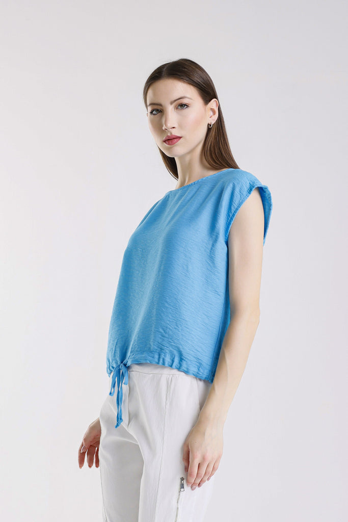 BSS226 440 Turq Giselle SS Tie Bottom Top