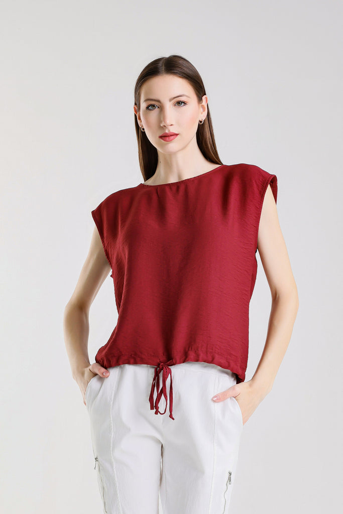 BSS226 608 Wine Giselle SS Tie Bottom Top