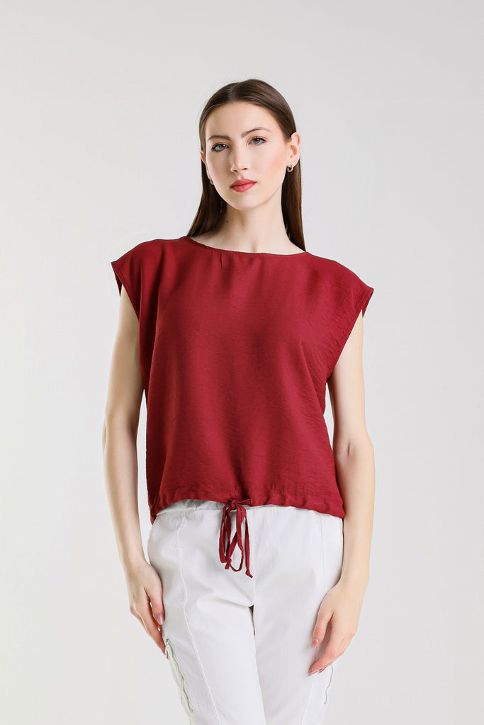 BSS226 608 Wine Giselle SS Tie Bottom Top