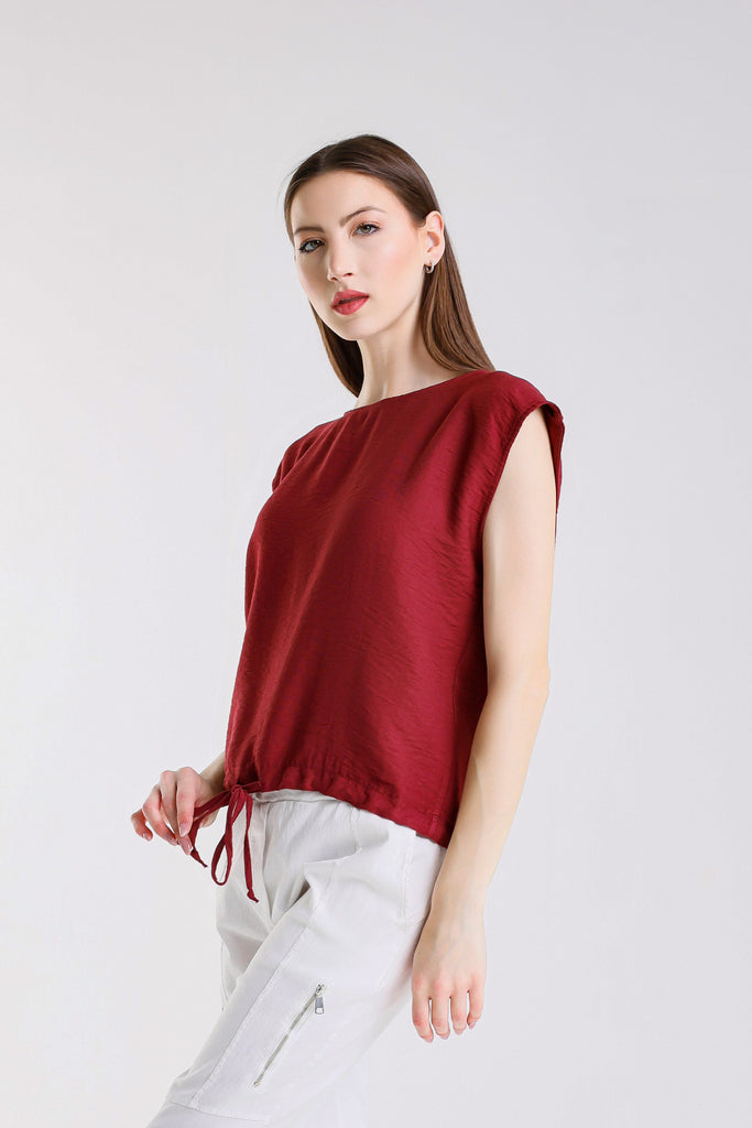 BSS226 608 Wine Giselle SS Tie Bottom Top