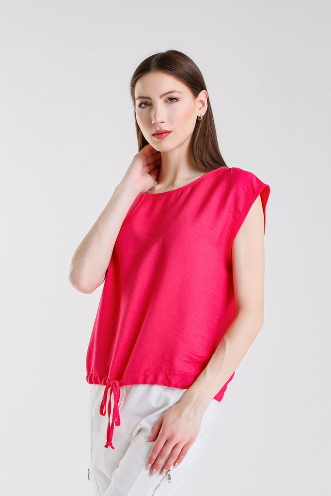 BSS226 671 Hot Pink Giselle SS Tie Bottom Top