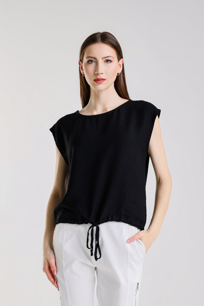 BSS226 001 Black Giselle SS Tie Bottom Top