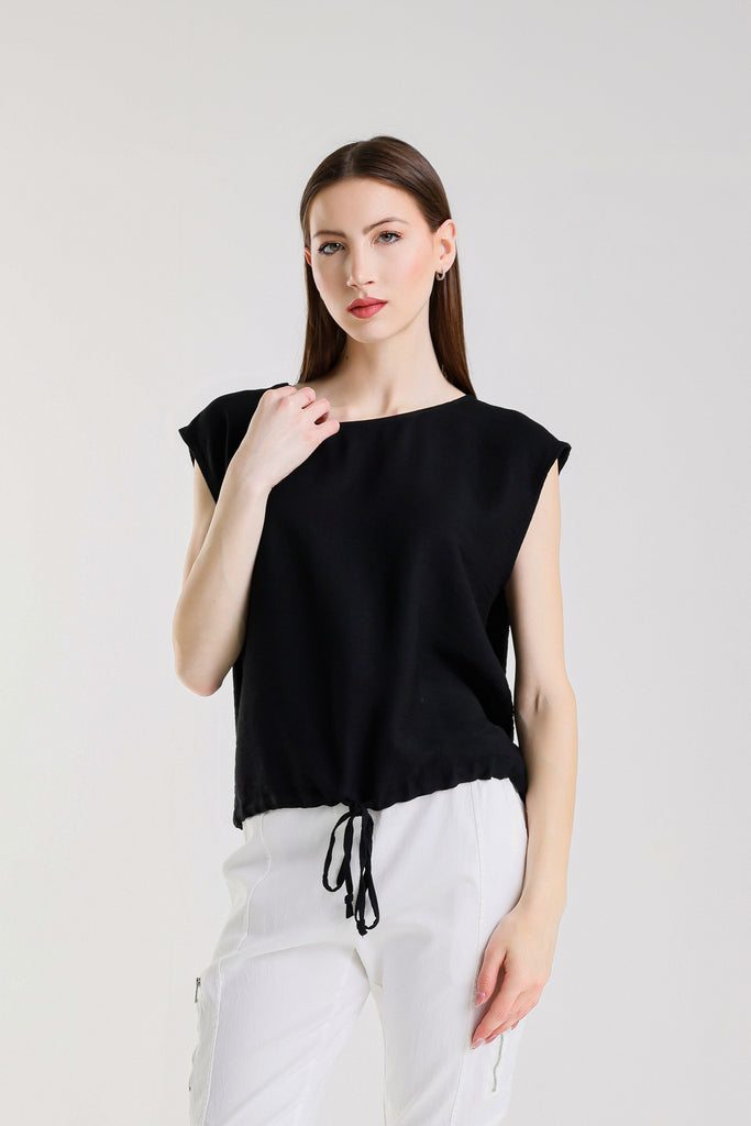 BSS226 001 Black Giselle SS Tie Bottom Top