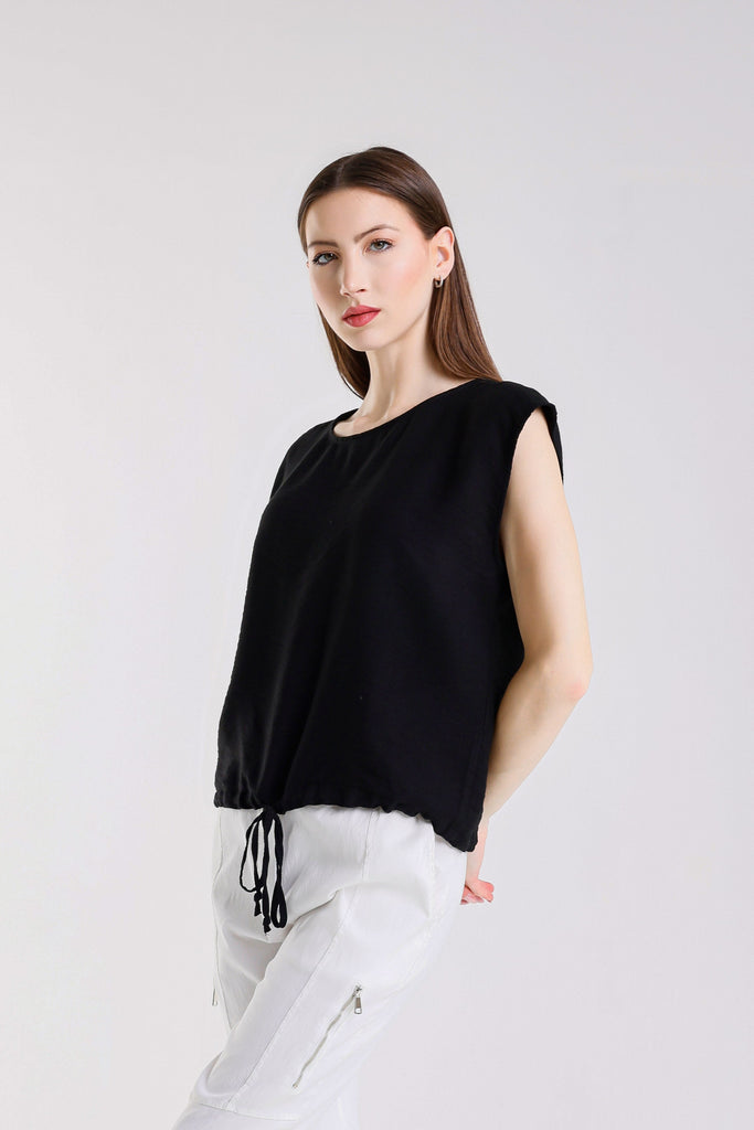 BSS226 001 Black Giselle SS Tie Bottom Top