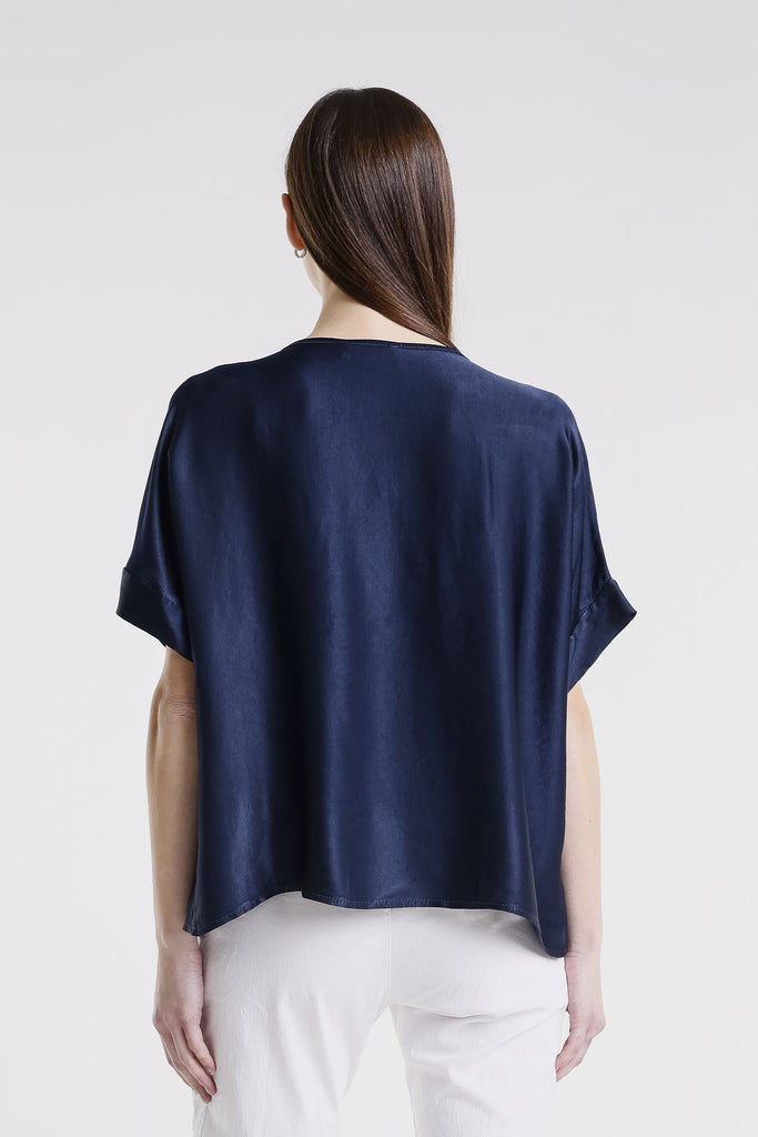 BSS235 409 Navy Venus SS Viscose Sheen Top