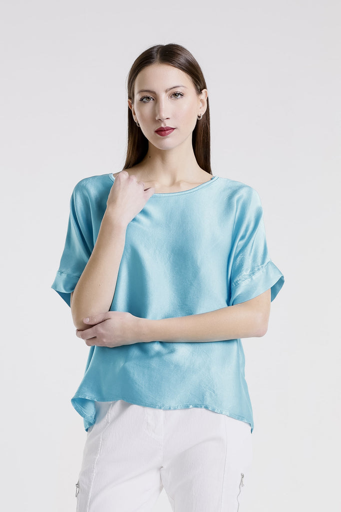 BSS235 440 Turq Venus SS Viscose Sheen Top