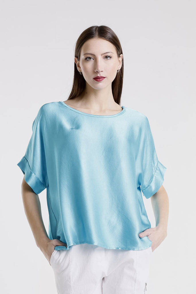 BSS235 440 Turq Venus SS Viscose Sheen Top