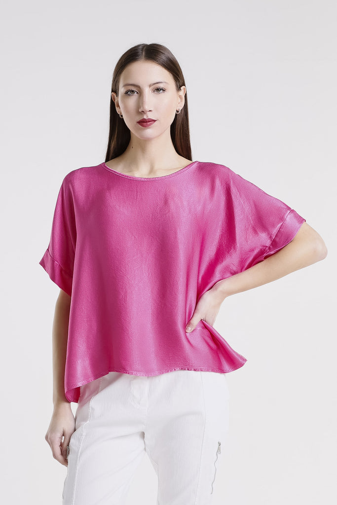 BSS235 672 Fuchsia Venus SS Viscose Sheen Top
