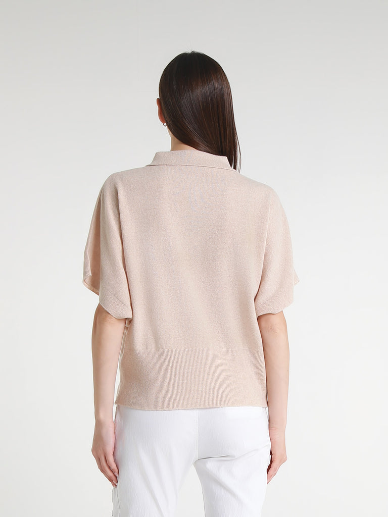 BSS307 263 Bisque Lucrezia SS Merino/Cashmere Polo