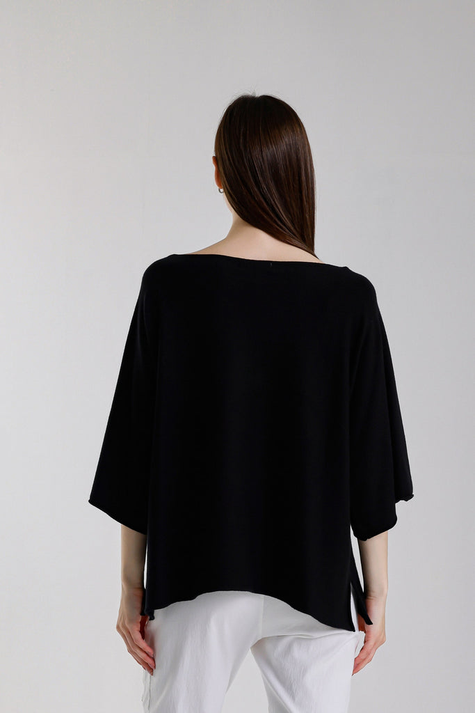 BSS402 001 Black Quinley SS Boat Neck Seriously Soft Sweater