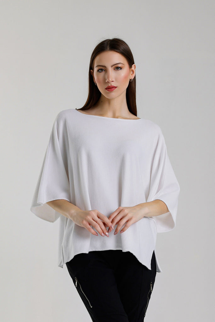 BSS402 100 White Quinley SS Boat Neck Seriously Soft Sweater