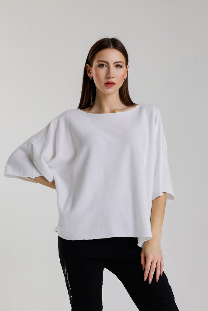 BSS402 100 White Quinley SS Boat Neck Seriously Soft Sweater
