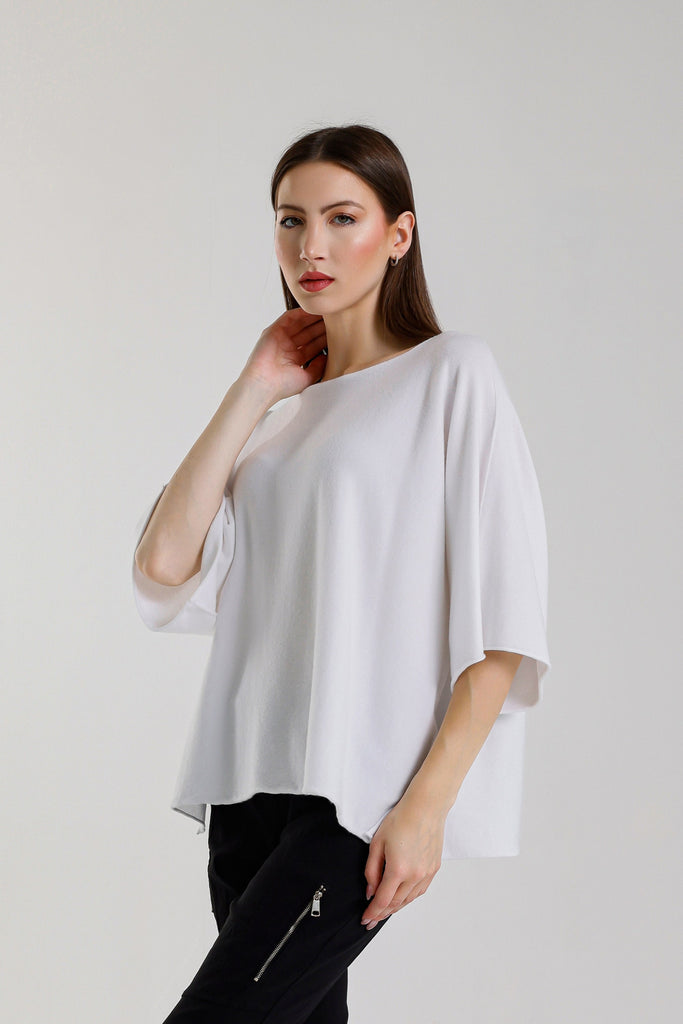 BSS402 100 White Quinley SS Boat Neck Seriously Soft Sweater