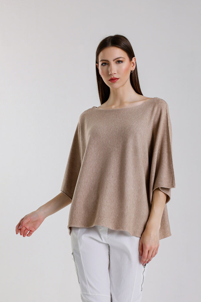 BSS402 234 Champagne Melange Quinley SS Boat Neck Seriously Soft Sweater
