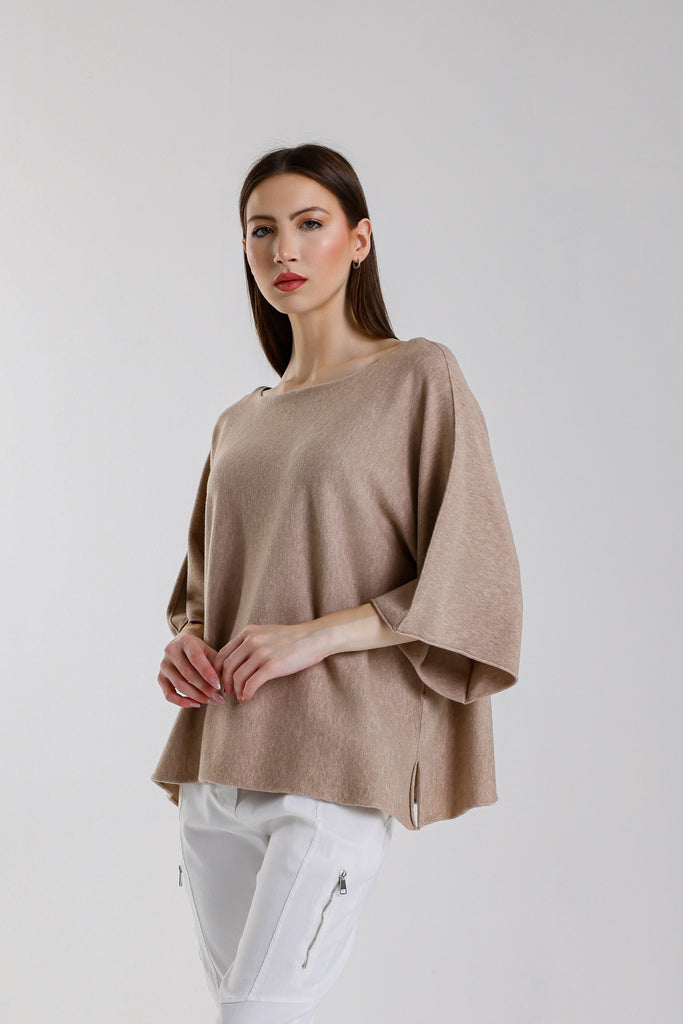 BSS402 234 Champagne Melange Quinley SS Boat Neck Seriously Soft Sweater