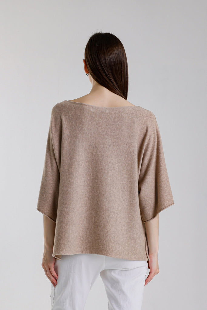 BSS402 234 Champagne Melange Quinley SS Boat Neck Seriously Soft Sweater