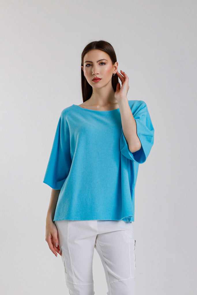 BSS402 440 Turq Quinley SS Boat Neck Seriously Soft Sweater