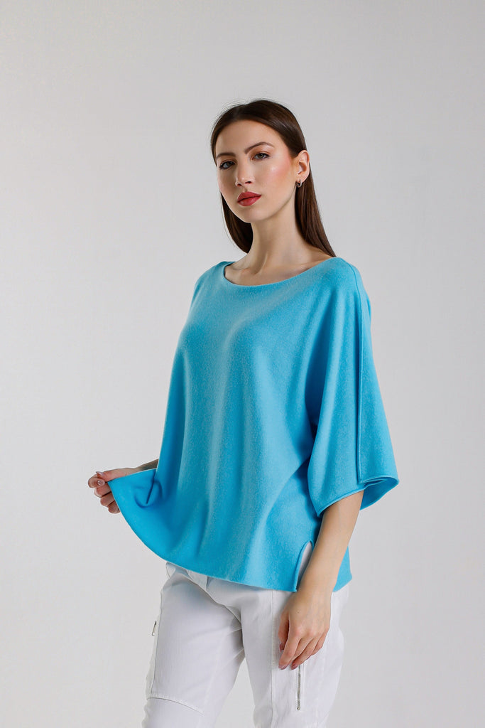 BSS402 440 Turq Quinley SS Boat Neck Seriously Soft Sweater