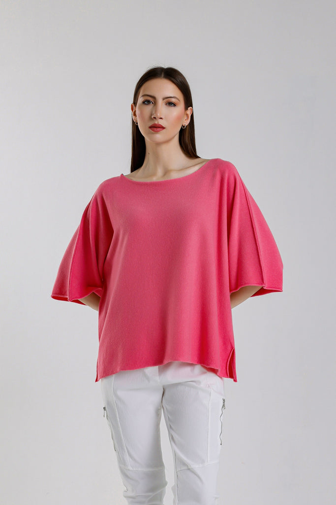 BSS402 956 Bermuda Pink Quinley SS Boat Neck Seriously Soft Sweater