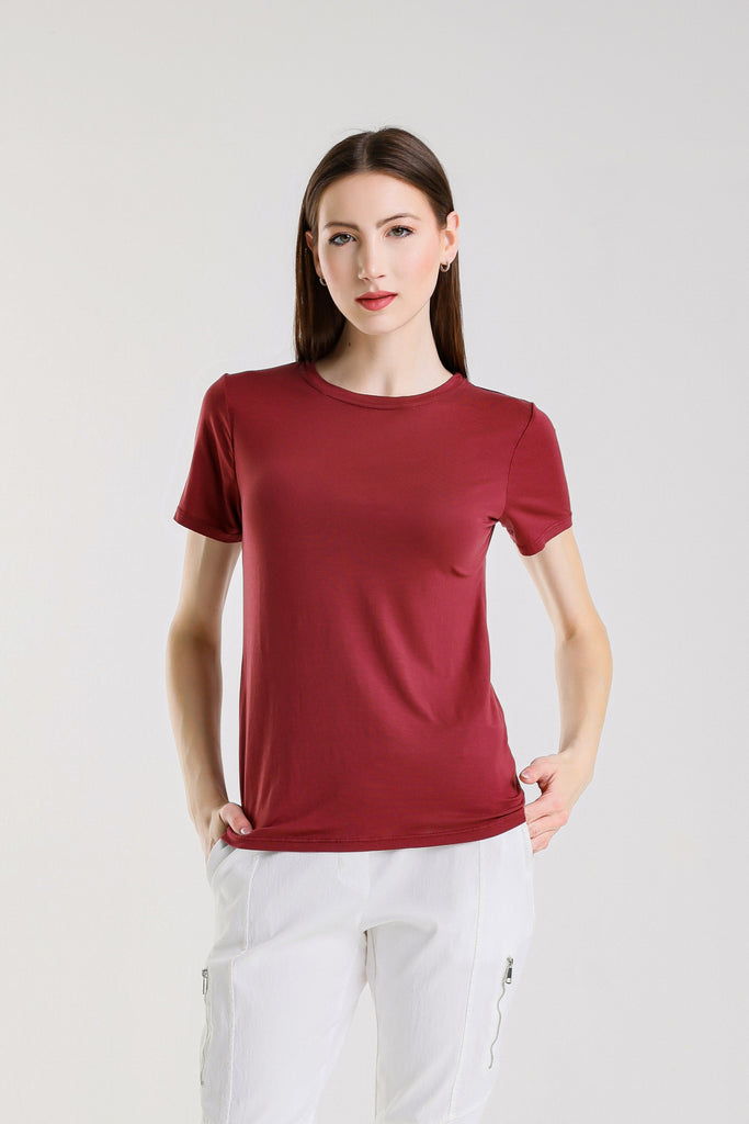 BSS403 608 Wine Delfina Short Sleeve Tee