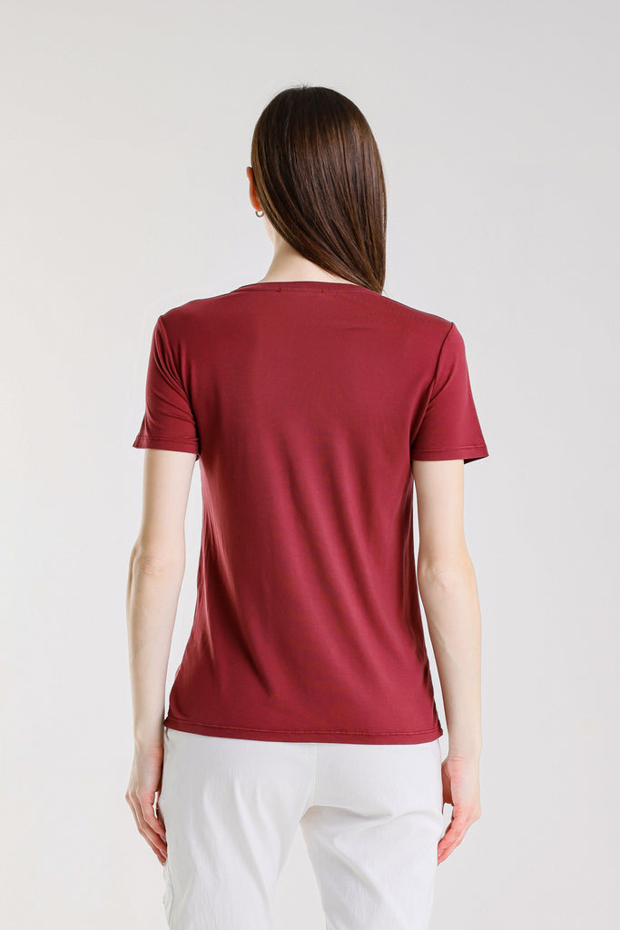 BSS403 608 Wine Delfina Short Sleeve Tee