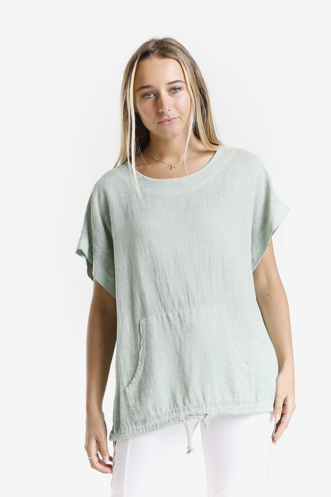 BSS903 308 Army Enzyme Shannie SS LinCo Kangaroo Pocket Top