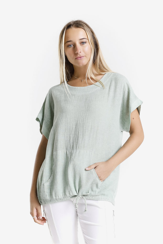 BSS903 308 Army Enzyme Shannie SS LinCo Kangaroo Pocket Top